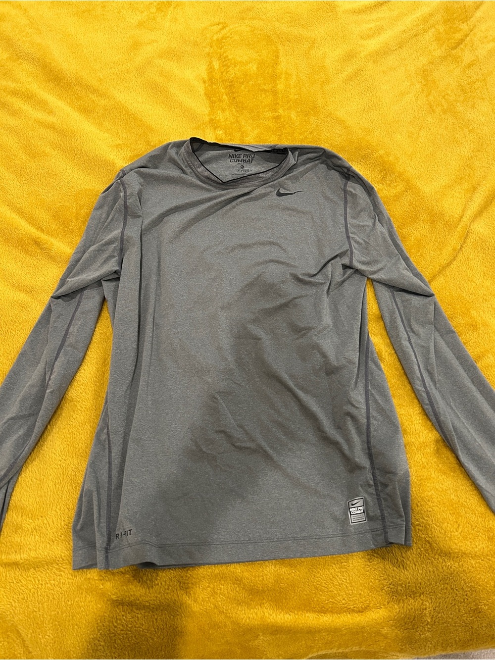 Nike pro combat fitted dri fit gray xl long sleeve t shirt
